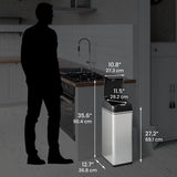 13 Gallon Kitchen Trash Can with Lid and Odor Filter, Motion Sensor Stainless Steel Rectangular Trash Can iTouchless