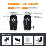 Garbage Disposal 3/4 HP for Kitchen sink Quiet with Power Cord, Easy install, Food Waste Disposer Stainless Steel Grind 0.75 Horsepower (A600)