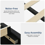 REVOMINCA Twin Upholstered Bed Frame with LED Lights, Faux Leather Platform Bed with Headboard and Wooden Slats Support, No Box Spring Needed, Noise-Free, Easy Assembly, Black
