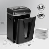 P-5 Paper Shredder, 9 Sheets High-Security Micro-Cut Shredder, 2.4m/min High-Speed Shredding, 5.8 Gallon Bin