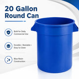 Getzi 6 Pack 20 Gallon Blue Round Commercial Trash Can, Heavy-Duty