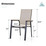 MFSTUDIO Stackable Patio Dining Chairs Set of 6, Aluminum Frame, Beige