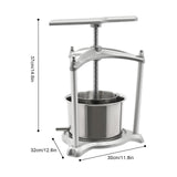 3L Stainless Steel Manual Fruit Press Juicer, Cider Grape Crusher Wine Apple Carrot Orange Berry Vegetables Cheese Tincture Herbal Juice Making, Includes 1 Filter Bag