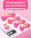 Adjustable Dumbbells Set, 4 in 1 Hand Weights Set for Women Men 10 LB Dumbbell Pair Each 2lbs 3lbs 4lbs 5lbs Weights Dumbbells Set with TPU Soft Rubber Handle for Home Gym Exercise Fitness - Rose