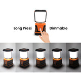 LED Camping lamp Super Bright 1500 lumens 4 Light Modes Dimmable searchlight Battery-Powered Emergency lamp Suitable for Night Hiking Tent Lighting Emergencies Power outages (Orange)