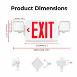 Pack 6 Double Sided LED Emergency Exit Sign with Dual Lights, Remote Capable, Backup Battery, Red Letters, Fire-Resistant (UL 94V-0), 120-277V Commercial Grade
