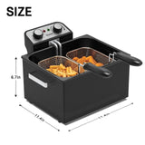 4.9 Liters/20 Cups 1800W Large Electric Deep Fryer with 3 Frying Baskets, Adjustable Temperature,View Window Lid,Countertop Stainless Steel Body Deep Fryer Pot, Fry Fish for Home Use