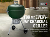 Weber Original Kettle Premium Charcoal Grill, 22-Inch, Green – Outdoor BBQ Grill with Built‑In Thermometer, Heat Control Dampers & One‑Touch™ Cleaning System