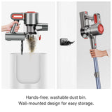 Honki Cordless Vacuum Cleaner for Home, Powerful Stick Vacuum with Rechargeable Battery, Green Light Anti-Tangle Brush, 6-in-1 Lightweight Handheld Vacuum for Pet Hair, Hard Floor, Carpet, Red