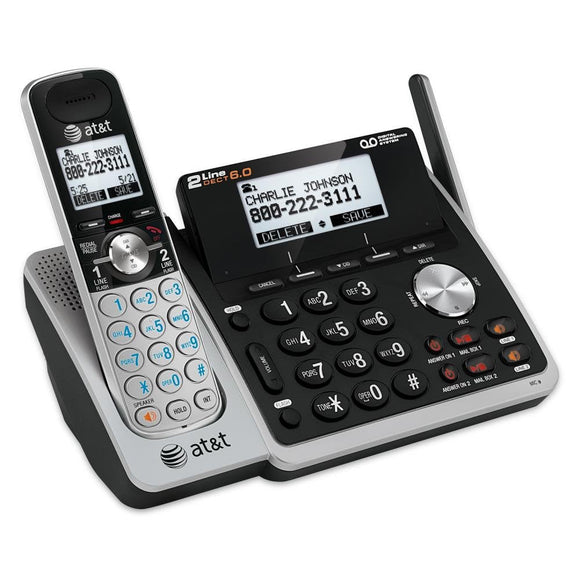 2-Line Expandable Cordless Phone with Answering System and Dual Caller ID/Call Waiting, 1 Handset, Silver/Black AT&T
