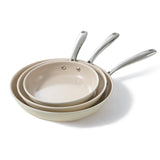 Redchef Nonstick Frying Pans Set, Ceramic Pan Skillet, Non Toxic Pans for Cooking, 8" 9.5" 11" Ceramic Frying Pan Set, Beige White