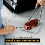 Ninja | Indoor Grill and Air Fryer| Foodi Smart XL | 6-in-1 Grill, Air Fry, Roast, Bake, Broil, Dehydrate & Crisp |Smart Thermometer & Splatter Shield | Dishwasher Safe Parts | Black/Silver | FG551