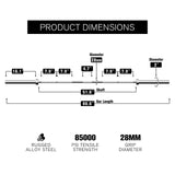 RitFit 7-foot Olympic Barbell Bar, General Purpose Weight Bar Suitable for Olympic Lifts and Power Lifts, 500LBS Capacity