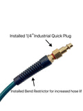 SYXQT Polyurethane(PU) Recoil Air Hose 1/4-Inch x 25FT Long,with Bend Restrictor, 1/4" Industrial Quick Coupler and Plug, Blackish Green