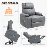 BRTHORY Leather Power Lift Recliner Chair for Elderly, with Massage & Heat