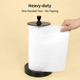YUMORE Paper Towel Holder Countertop – Heavy Weighted Base Non-Slip, One-Hand Tear, Stainless Steel Kitchen Paper Towel Stand for Stove Side, RV, Black