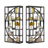 Tribesigns Bookshelf, Industrial 5-Tier Etagere Bookcase, 70.8" Tall Bookshelf with 8 Storage Shelf, Book Shelf Display Tack Shelving Unit for Home Office (Vintage Grey,2PC)