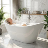 67" Acrylic Freestanding Soaking Bathtub, Free Standing Tub, Stylish Stand Alone Contemporary Soaking Tub with Integrated Overflow and Drain In Chrome, cUPC Certified