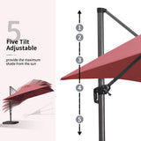 PURPLE LEAF Patio Cantilever Umbrella 10' x 13' Large Space for Pool Terra