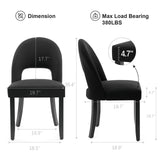 BONBEUR Wooden Dining Chairs Set of 6, Modern Farmhouse Upholstered Kitchen Dining Room Chairs with Linen Fabric & Open Backrest, Rubberwood Legs, Black