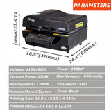 3D Vacuum Sublimation Heat Press Machine Muti-fuction Sublimation Machine Kit with 9 Pieces Rubber Clamp