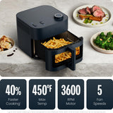 Chefman Crispinator Air Fryer 7-in-1 with 8 Qt Capacity, 450°F Max Temp & TurboFry Pro Technology for Fast, Even Results, Bake, Broil, Dehydrate, Viewing Window, Nonstick Ceramic-Coated Basket