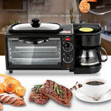 LGRFUXIN 3-in-1 Breakfast Station, Includes Coffee Maker, Non-Stick Griddle, and 4-Slice Toaster Oven, for Bread Egg Sandwich Bacon Sausages,Black