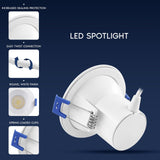 LUXRITE 3 Inch LED Recessed Ceiling Light with J-Box, CRI90, 8W, 5CCT Selectable 2700K - 5000K, 840 Lumens, Dimmable Canless Downlight, Wet Rated, IC Rated, ETL Listed (12 Pack)