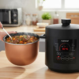 NutriChef Electric Pressure Cooker 6 Quart Capacity | 9 Function Digital Countertop Pressure Cooker | Adjustable Time & Temperature | Cook, Bake, Steam, Broil, & Braise | 13.1 x 11.4 IN | Black