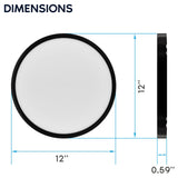 LUXRITE 12 Inch LED Flush Mount Ceiling Light, LED Surface Mount, 5CCT 2700K-5000K, 1650 Lumens, CRI90, 110° Beam Angle, 22 Watt, Dimmable, Wet Rated & UL Listed, Round Slim + Black Trim (6 Pack)