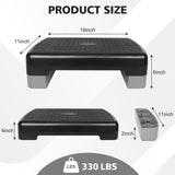 MIIUDGIG 18'' Adjustable Aerobic Step Platform, Adjustable Fitness 4-6in Exercise Stepper Workout with 2 Risers, Aerobics Stepper Workout Stepper for Home Gym Cardio Strength & Training (Gray)