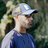 Fintech United By Fishing Snapback Hat - Dress Blues