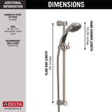 Delta Faucet 3-Spray Touch-Clean Wall-Mount Slide Bar Hand Held Shower with Hose, Stainless 57014-SS