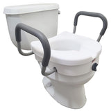 Raised Toilet Seat With Handles, 5" Toilet Seat Riser with Arms, Handicap Raised Toilet Seat Carex