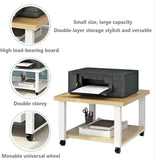 PXIWDAN Printer Stand 2 Tier Printer Stand with Wheels Cart Mobile Wood Metal for Home Office for Office(C)