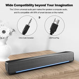 BXNSDFS Wired Powerful Computer Speaker Bar Stereo Subwoofer Bass Surround Sound Box for PC Laptop Phone