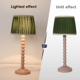 Pink Wood Base Table lamp,8x8x18 inch Country Style Desk lamp,Modern Pleated lampshade Suitable for bedrooms and Offices Pack of 2 (Bulbs Not Included)