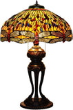Tiffany-Style Lamp Table Peach Kapok Peony Glass Lampshade Desk(