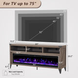 LUXOAK 65" Farmhouse TV Stand with 60" Electric Fireplace for TVs up to 75"