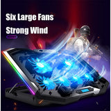 Laptop Cooler for 12-18 Inch Six Fans LCD Screen Cooling Pad Adjustable