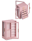 Glimmloop 360° Rotating Jewelry Box with 7 Drawers, Spacious Vertical Jewelry Organizer with Glass Window, Jewelry Storage Case, Dustproof & Moisture-resistant Design, Pink