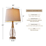 OYEARS Bedside Table Lamps Set of 2 with USB, Modern Bedside Lamps Retro Farmhouse Rattan Glass Nightstand Nightlight Lamps for Bedroom Living Room Dorm,Two Light Points