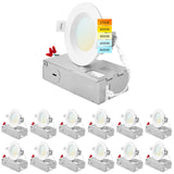 LUXRITE 12-Pack 3 Inch Ultra Thin LED Recessed Lighting, 6W, 5 Color Selectable 2700K | 3000K | 3500K | 4000K | 5000K, CRI 90, 500 Lumens, Dimmable LED Wafer Lights, Wet Rated, IC Rated, Baffle Trim