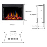 R.W.FLAME 36" Electric Fireplace Insert,Recessed Electric Stove Heater, 5 Color Adjustable Flames, 8 H Timer, 5 Brightness Settings, 750/1500W Touch Screen, Remote Control (36" X 27")