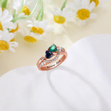 Oseew Gold mothers ring 18K gold Gold family rings for women Mom and daughter Rings (Rose Gold)