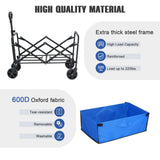 EVLIQUIL Collapsible Foldable Wagon,Wagons Carts Foldable with Wheels,Utility Grocery Folding Beach Wagon  (Lake Blue).