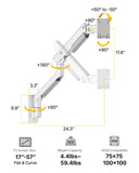 monTEK Monitor Wall Mount for 17-57" Ultrawide, 59.4 lbs, White