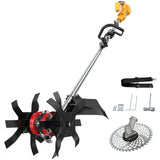Cordless 2-in-1 Tiller Cultivator & Weed Wacker Compatible with Dewalt 20V Battery (Tool Only), Ecarke Brushless Electric Garden Tiller Weed Eater, 9" Tilling Width 9.4" Depth for Soil Cultivation