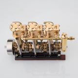 MechPuConToy Engine Model Kit That Works, Vertical Three-cylinder Reciprocating Steam Engine Model with Oil Cup Support Forward and Reverse Rotation for 80-120CM Steam Model Ship (Boiler Not Included)