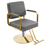 ZAWAYINE Barber Salon Chair, Hair Salon Chair for Hair Stylist for Barbershop Home Height Adjustable & 360° Swivel Styling Barber Chairs Spa Beauty Equipment, Max Load Weight 440Lbs (Grey+Gold)